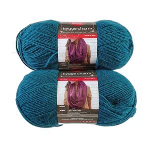 Red Heart Hygge Charm Yarn Eclipse Teal Sparkles 2 Skeins Medium 4 Acrylic Lot